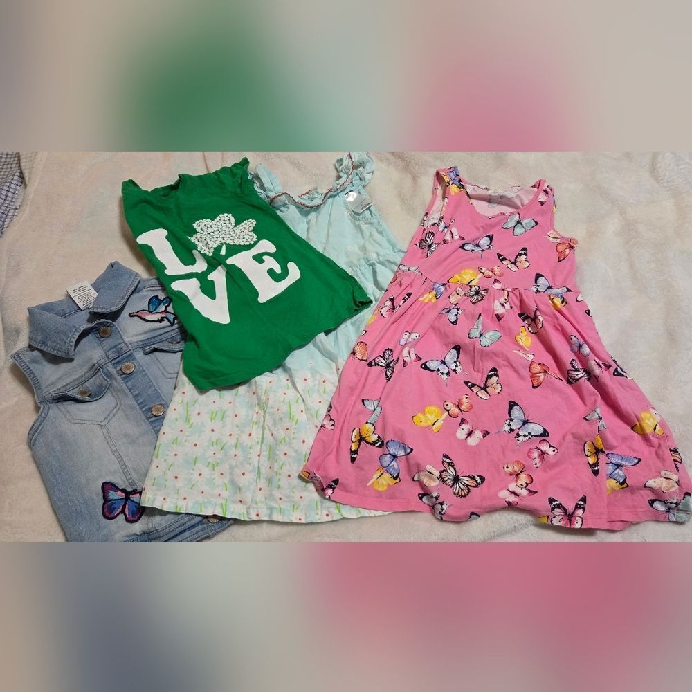 Girl's Set Of 4 Pieces Size 6 Dresses T-shirt Vest, H&M Kid's Place Sonoma
